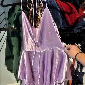 Lavender Satin Halter Dress